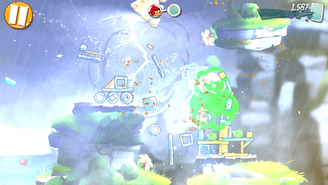 In Angry Birds 2 gibt es jetzt tolle Wettereffekte, wie Regen und Blitze, zu bestaunen.