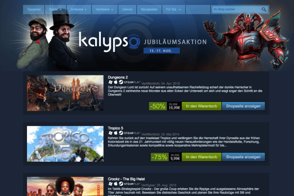Kalypso-Jubiläumsaktion (Screenshot: Steam)