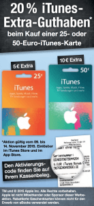 iTunes-Guthabenkarten im Angebot bei Kaufland (Screenshot aus Kaufland-Prospekt)