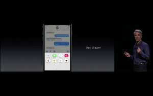WWDC: Die Nachrichten-App bekommt einen internen Store, über den Erweiterungen wie Sticker bezogen werden können (Screenshot von Apples Livestream)
