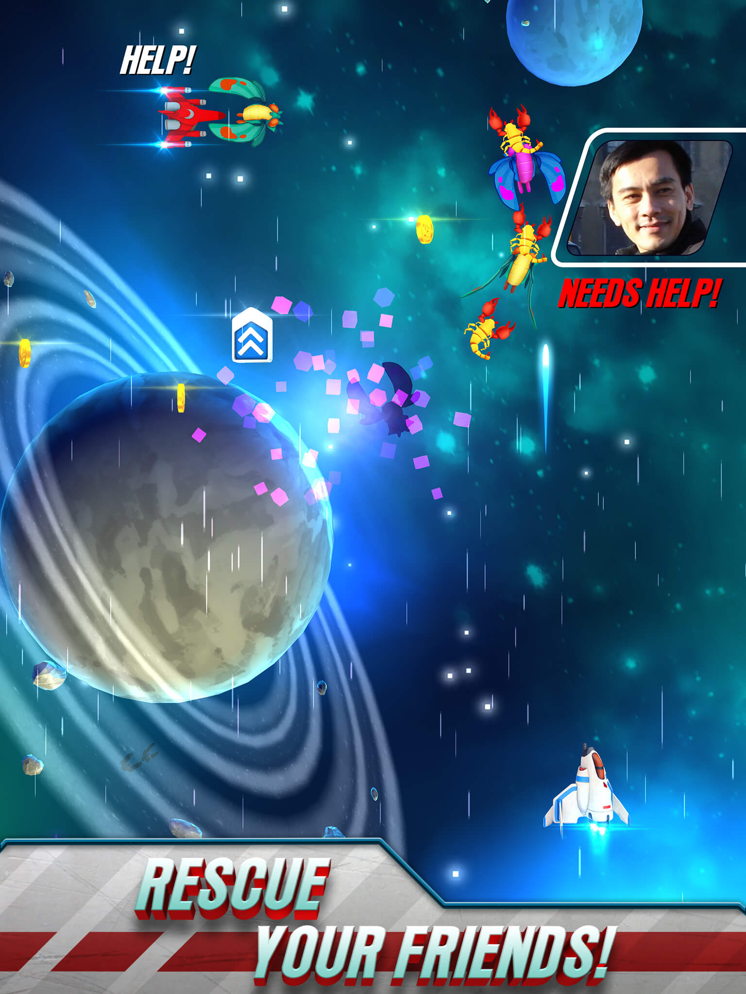 Galaga Wars auf dem iPad (Bildrechte: Namco Bandai)