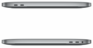 MacBook 2016 in Space Grau, links mit 2 Thunderbolt-Anschlüssen, rechts zusätzlich mit Kopfhörer-Buchse (Bildrechte: Apple)