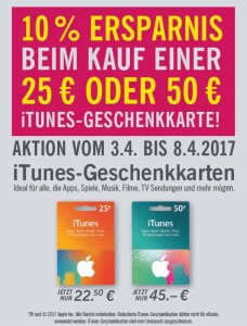 Rabatt auf iTunes-Karten bei Lidl (03.04.-08.04.2017)